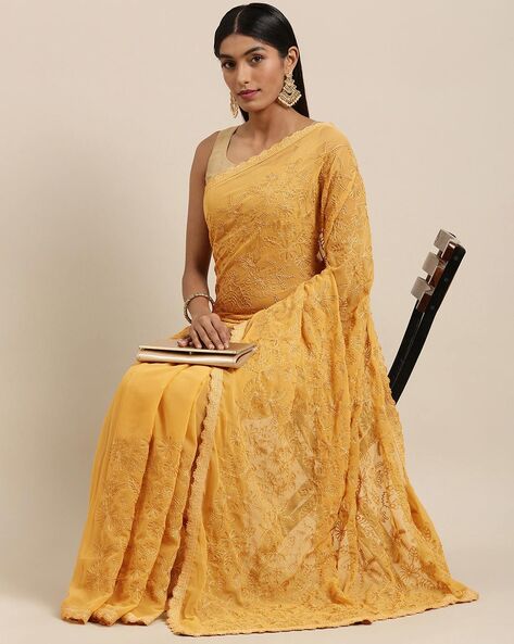 Buy Mustard Yellow Sarees for Women by Hritika Online