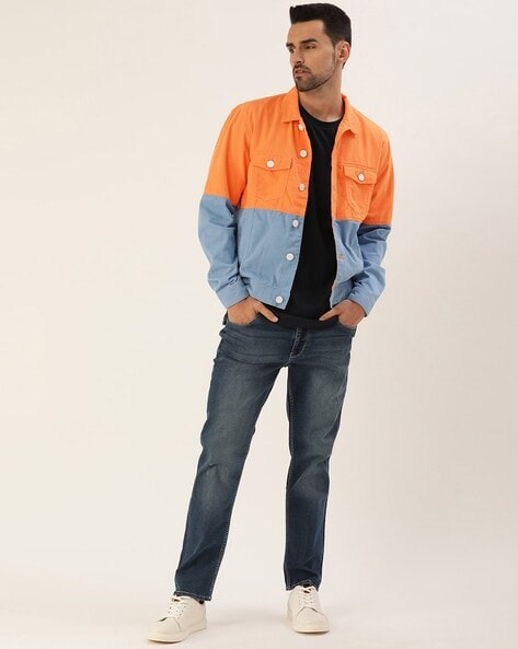 Manfinity Homme Men's Plus Size Color Block Loose Fit Denim Jacket | SHEIN  USA
