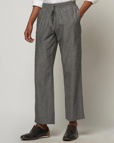 Tailored Fit Oatmeal linen Trousers | Buy Online at Moss