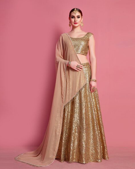 Golden Embroidered Lehenga Choli With Dupatta 2117LG08