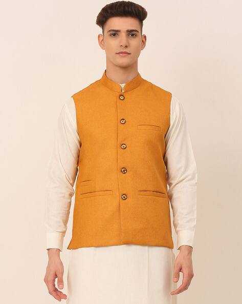 Buy Mustard 3-Piece Ethnic Suit for Men by JOMPERS Online