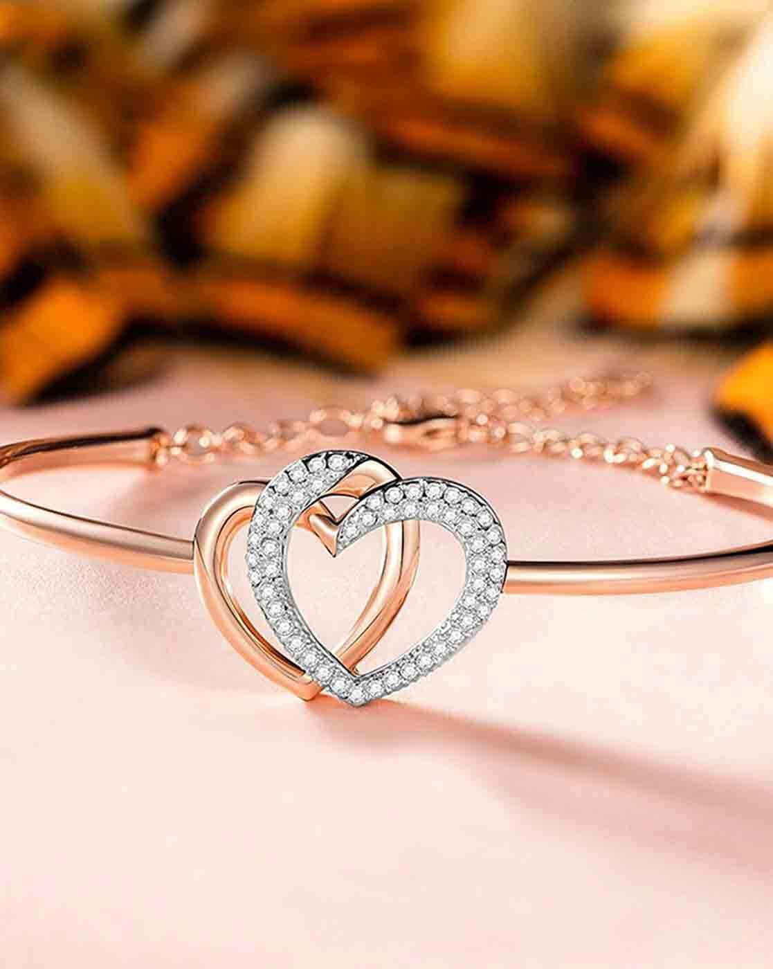 Rose Gold Vermeil Paper Clip Bracelet With Engraved Rose Gold Heart Charm -  Etsy