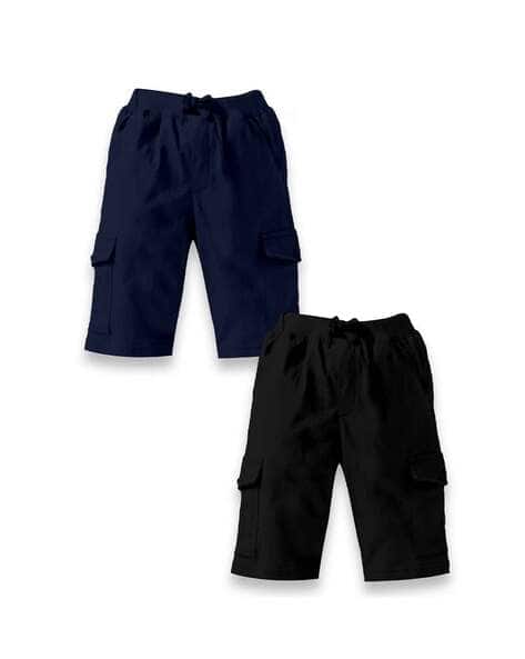Buy Black Navy Blue Shorts 3/4ths for Boys by Kiddopanti
