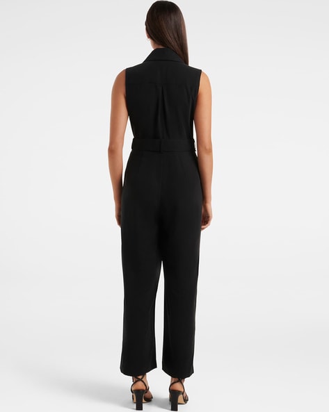 Black Overall Belted Jumpsuit