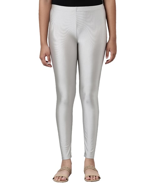 Buy GO COLORS Women Silver Mid Rise Modal Metallic Pant  M at Amazonin