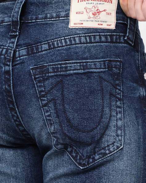Mens Black Zipper Branded JeansTrue Religion