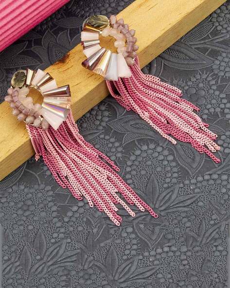 Buy Pink Lotus Turquoise Beads Dangler Earrings for Women Online at Ajnaa  Jewels |391192