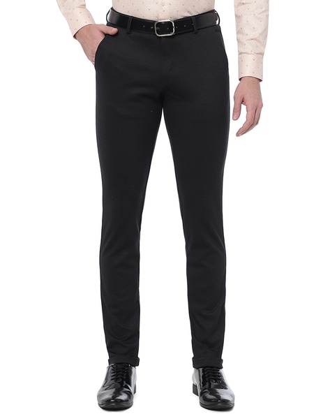 Buy Regular Fit Men Trousers Navy Blue Poly Cotton Blend for Best Price,  Reviews, Free Shipping