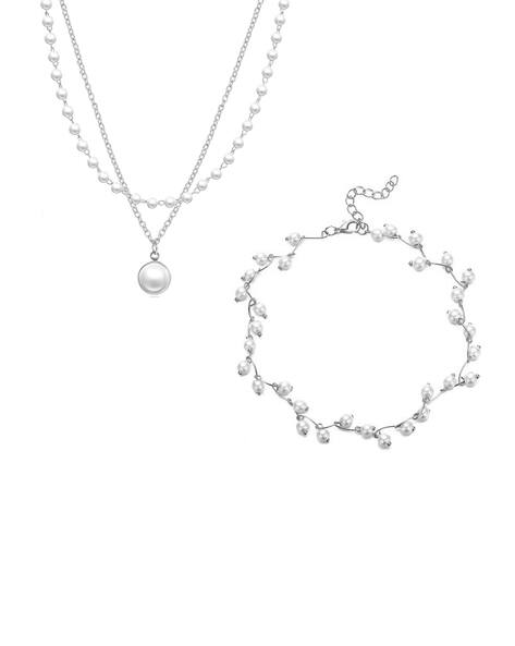 Jewels galaxy Set of 2 Pearl Choker Necklaces