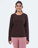 Blissclub Women Grape The Breezy Thumbhole Top Full Sleeves with Thumbhole