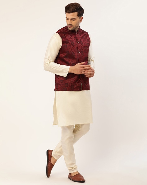 Buy Amzira Men's Ethnic Wear Kurta Pajama With Long Waistcoat Jacket Set  (XL) at Amazon.in