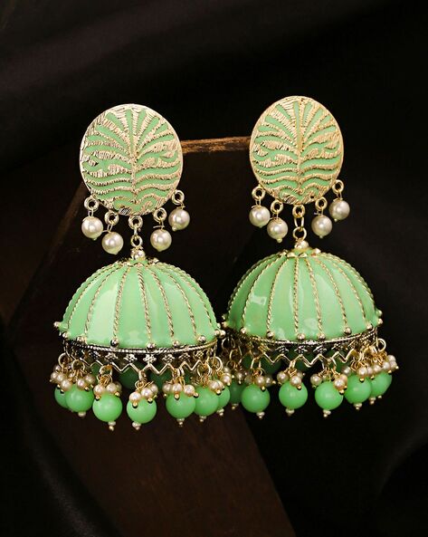 Buy Karatcart Kundan Gold Mint Green Earrings Online