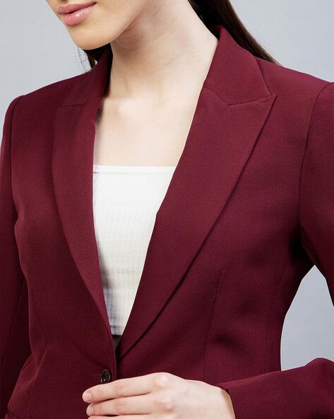 Maroon blazer on sale with white pants