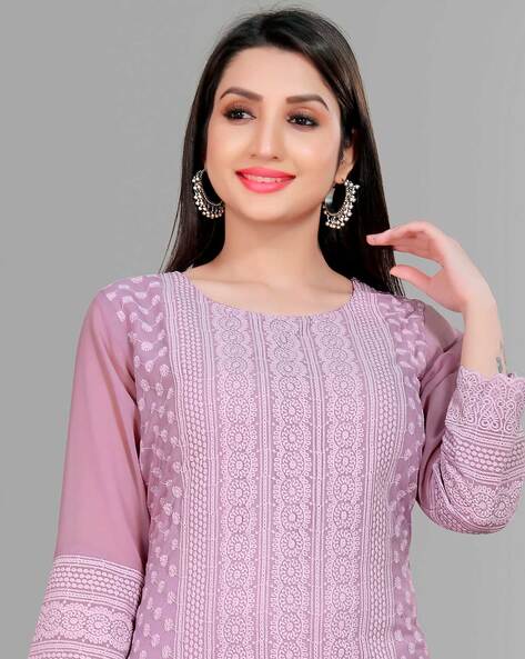 WOXEN Women Chikan Embroidery Flared Kurta - Buy WOXEN Women Chikan  Embroidery Flared Kurta Online at Best Prices in India | Flipkart.com