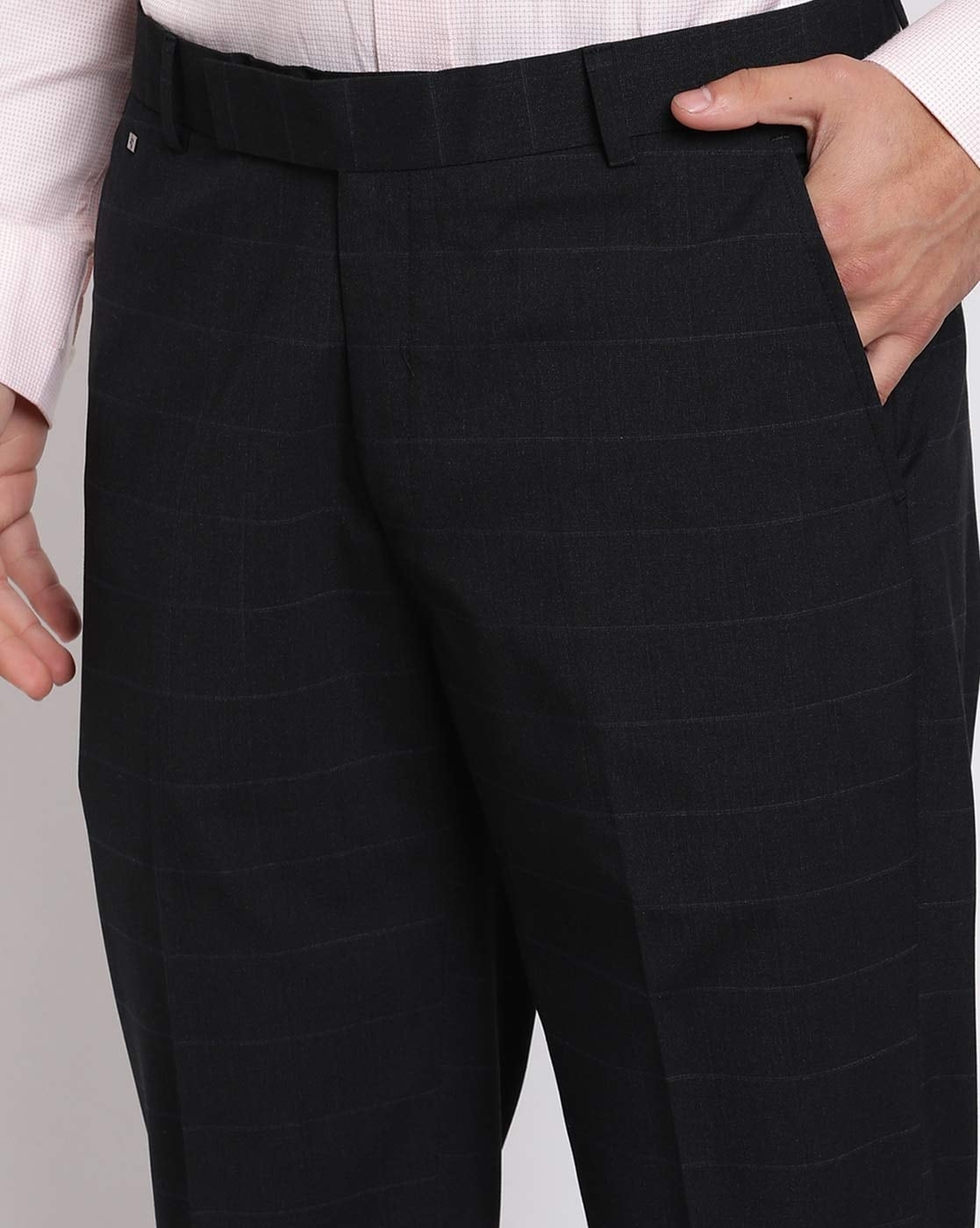 Buy Cantabil Men Solid Navy Blue Trouser online