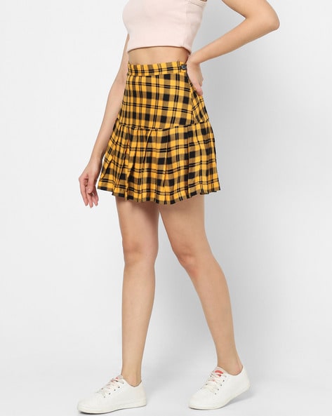 Cheap yellow plaid clearance skirt