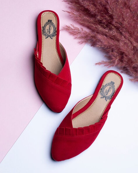 Red best sale mules flats