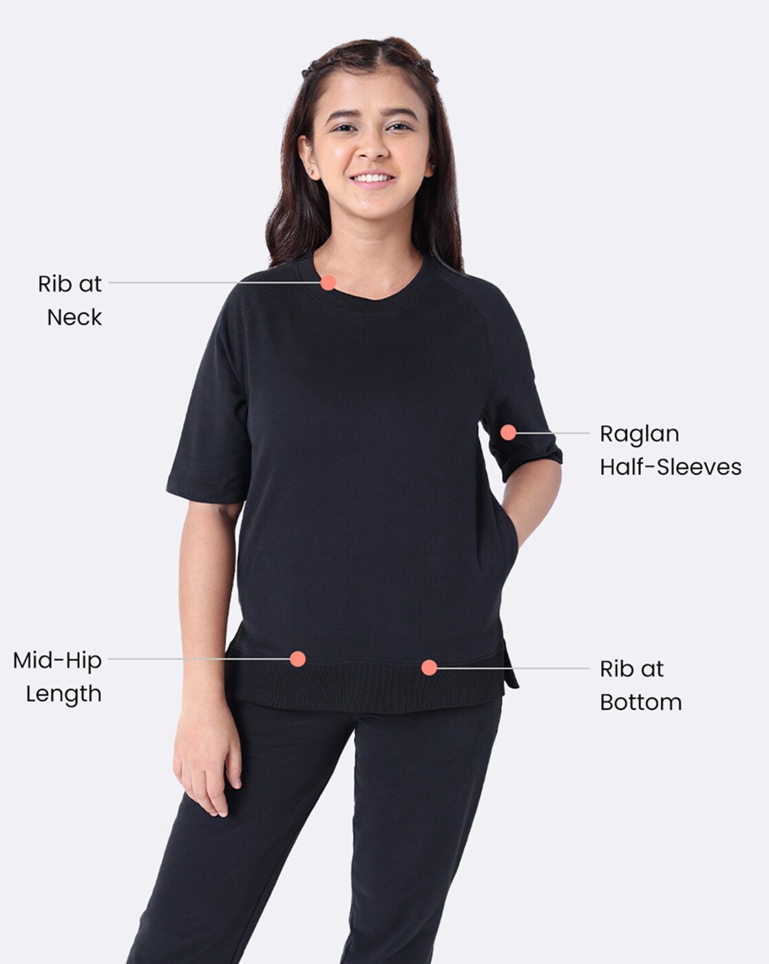 Buy Black Tshirts for Women by BLISSCLUB Online