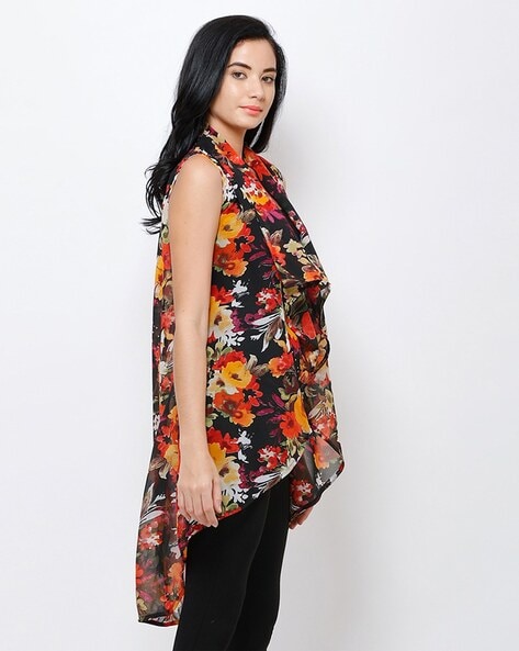 Buy online Sleeveless Printed Ethnic Jacket from shrugs & Jackets for Women  by Hangup for ₹570 at 77% off