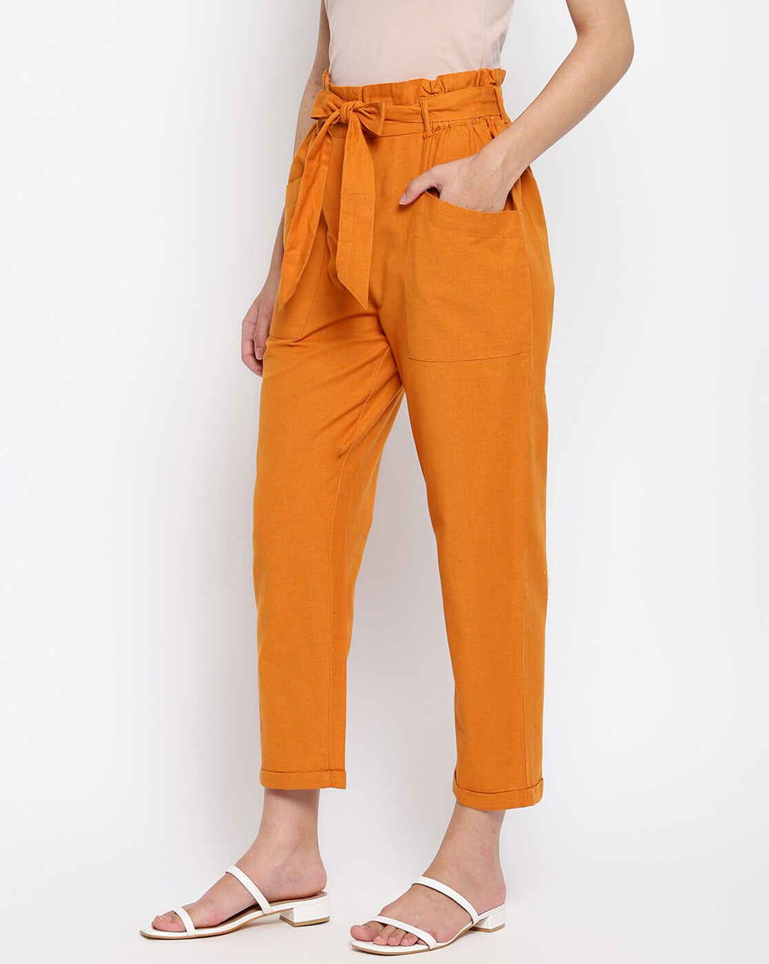 Buy Mustard Trousers & Pants for Women by Fabindia Online | Ajio.com