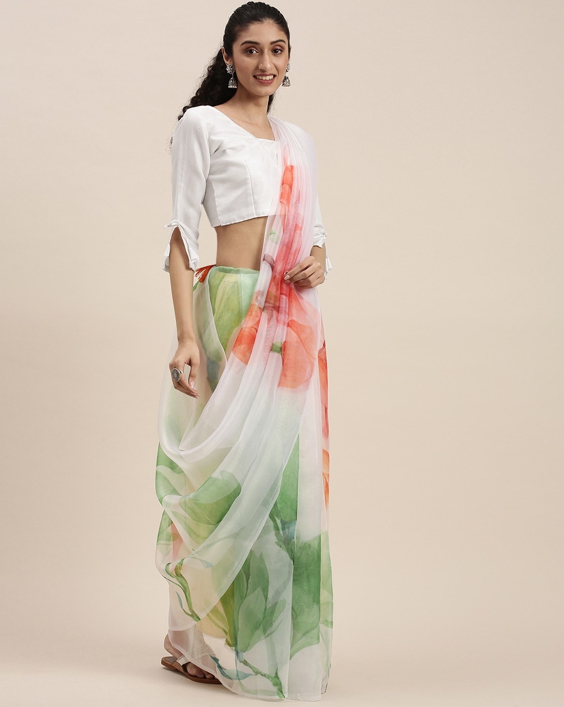 Buy Off-White Sarees for Women by KIMISHA Online | Ajio.com