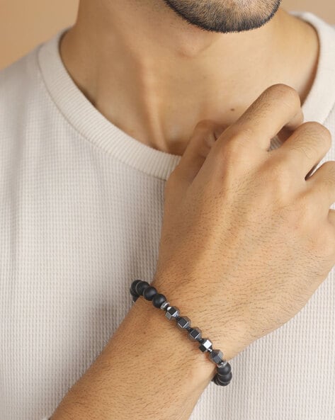 Adjustable Black Bead Bracelet for Men and Teenage Boys, Black Beaded  Friendship Bracelet for Men, Metal Beads on Adjustable Black Cord - Etsy