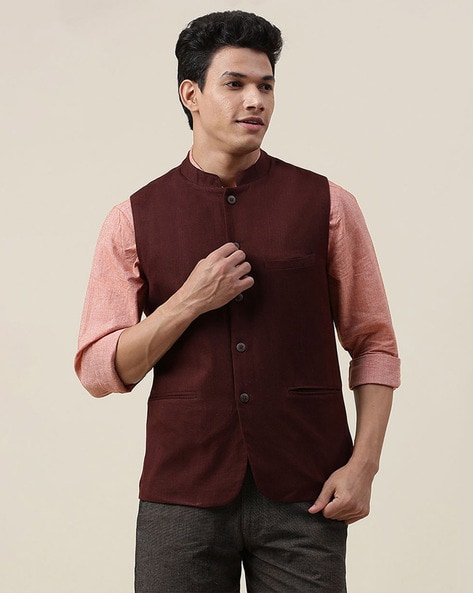 Buy Green Cotton Jacket Nehru for Men Online at Fabindia | 20083490