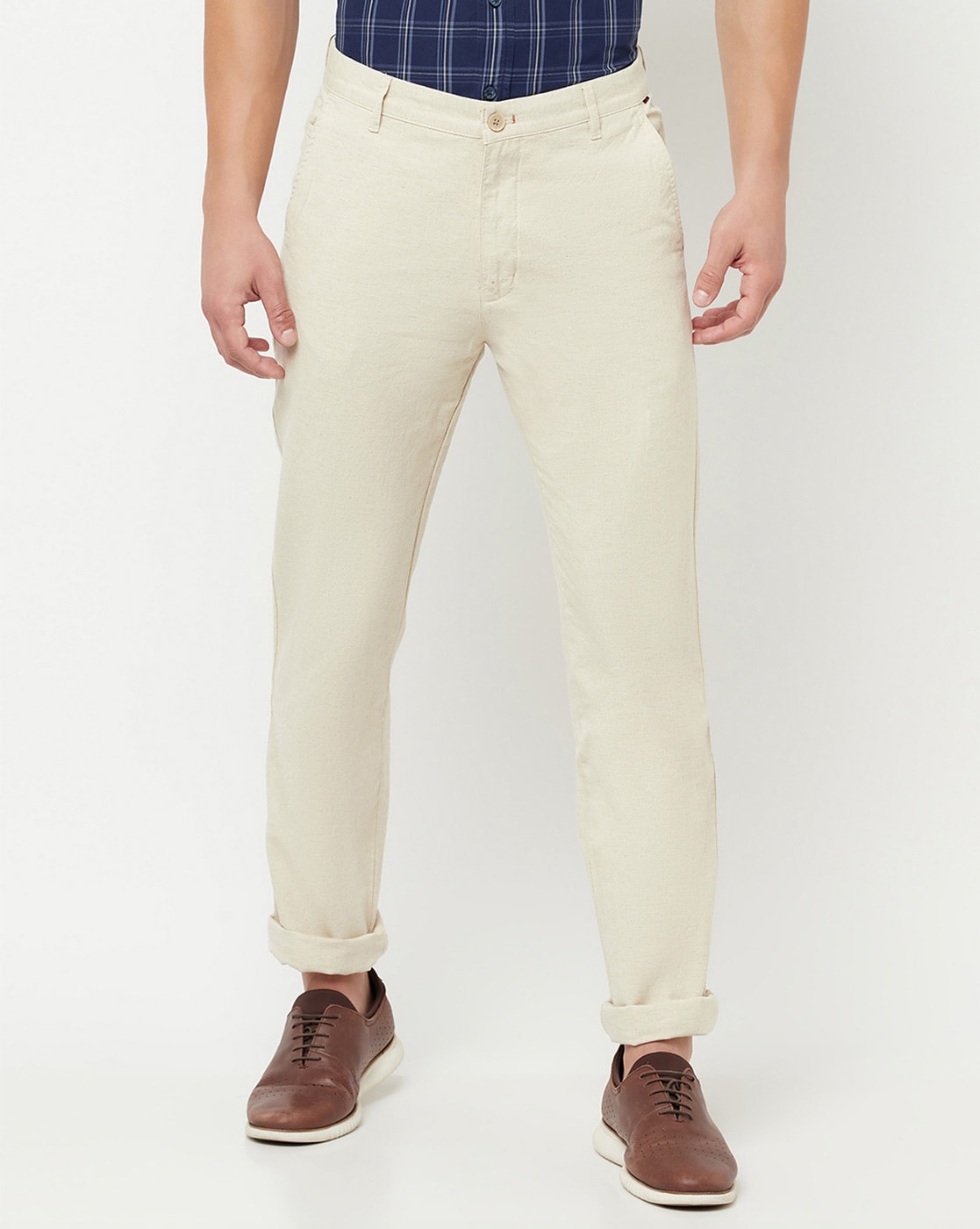 Buy Cream Trousers & Pants for Men by Cantabil Online | Ajio.com
