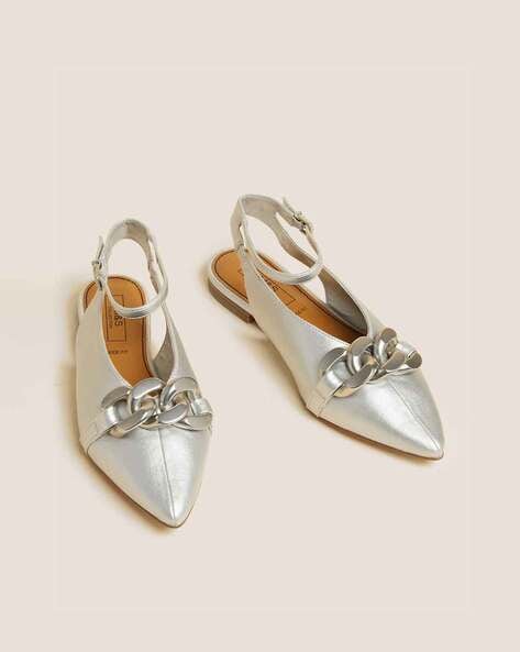 Buy Silver Flat Sandals for Women by Marks Spencer Online Ajio