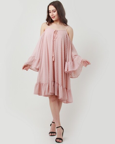 Pink cold shoulder outlet dress