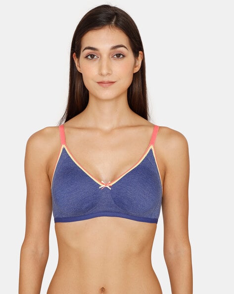 Zivame Blue Under-wired Non-padded Full Coverage Bra