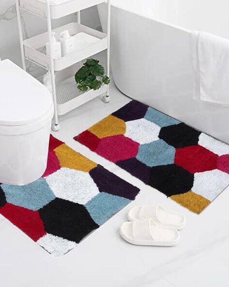 AAZEEM Geometric Pattern Bath Mat & U Contour