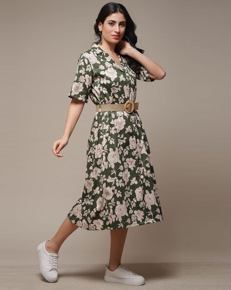 Floral dress hotsell with belt