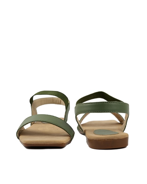 Khaki green flat sandals hot sale