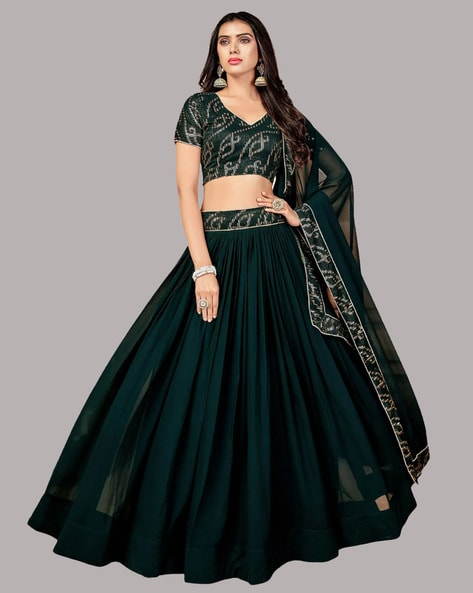 Buy Emerald Green Lehenga Set by SEEMA GUJRAL at Ogaan Online Shopping Site