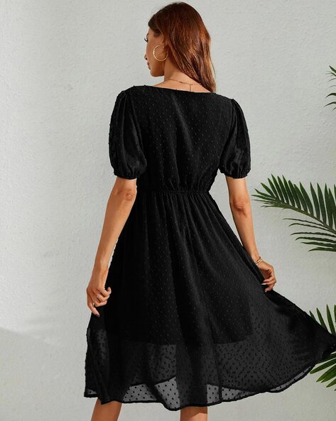 V neck 2025 black dress