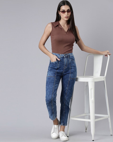 High waist stretchable clearance jeans