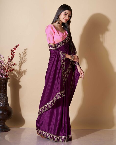 Buy Wine Sarees for Women by Fashion Ritmo Online