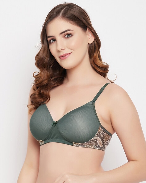 Buy Clovia Women's Lace Solid Lightly Padded Demi Cup Underwired