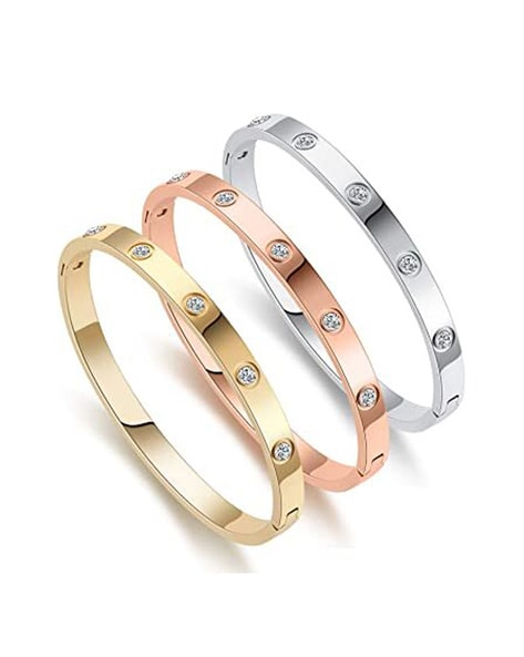 Buy MYKI Stainless Steel, Gold Plated with Cubic Zirconia Love Bracelet for  Women (Gold) at Amazon.in