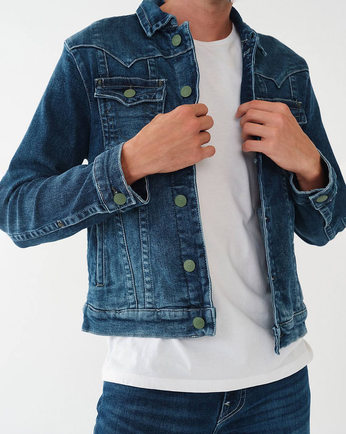 Buy World2home Men's Jean Jacket Men Denim Jackets for Men Slim Fit Stand  Collar 100% Cotton Outerwear Fashion Jean Jacket Coat Male Light Blue at  Amazon.in