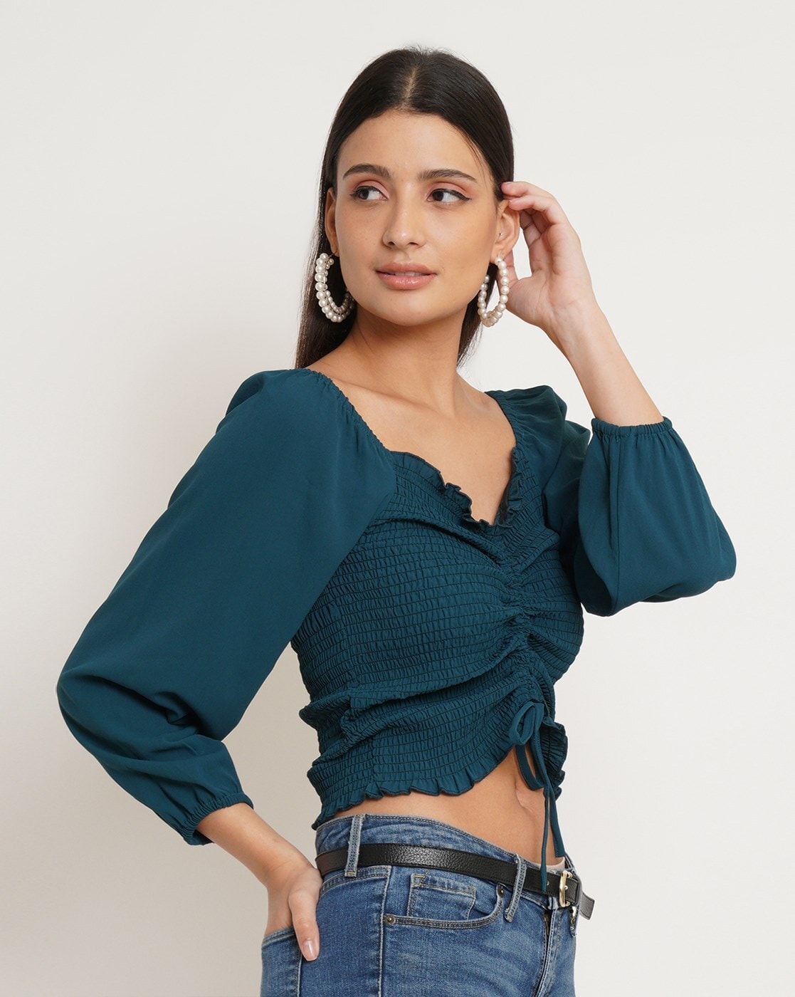 Buy Teal Tops for Women by 9 IMPRESSION Online