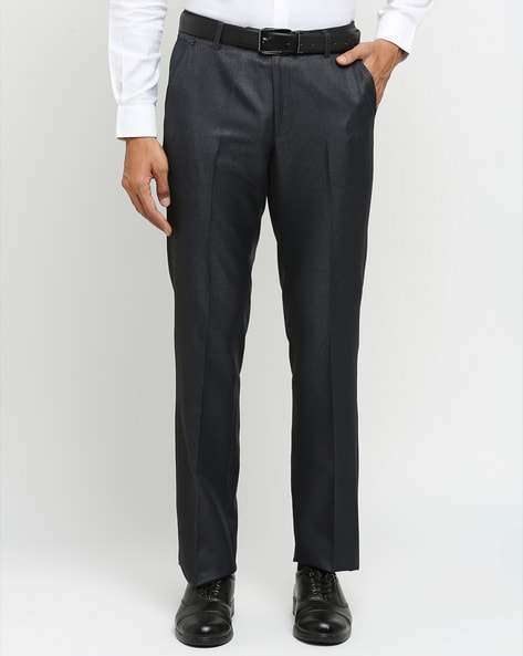 Trousers With Belt Loop  Black Pinstripes Stretchable  Zeve Shoes