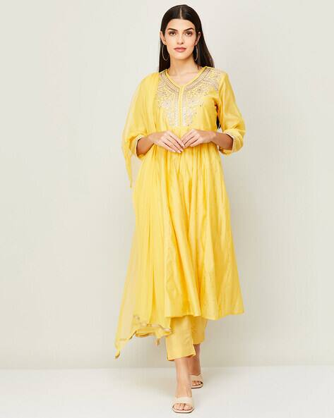Buy Yellow Kurta Suit Sets for Women by Melange by Lifestyle