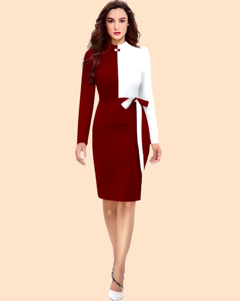 White best sale maroon dress