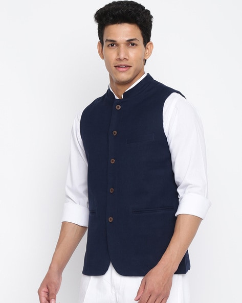 Buy Fabindia Men Chinese Collar Nehru Jacket Cotton_S at Amazon.in