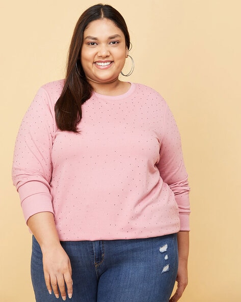 Plus size pink sweatshirt best sale