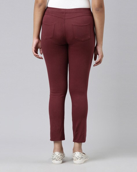 Buy Maroon Jeans & Jeggings for Girls by Go Colors Online