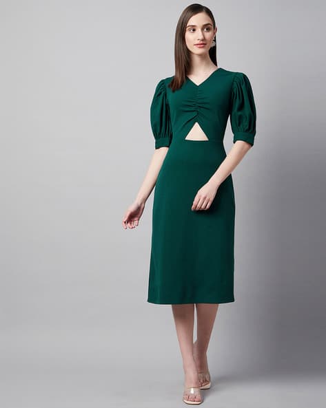 V-Neck Sheath Dress with Cut-Out Detail