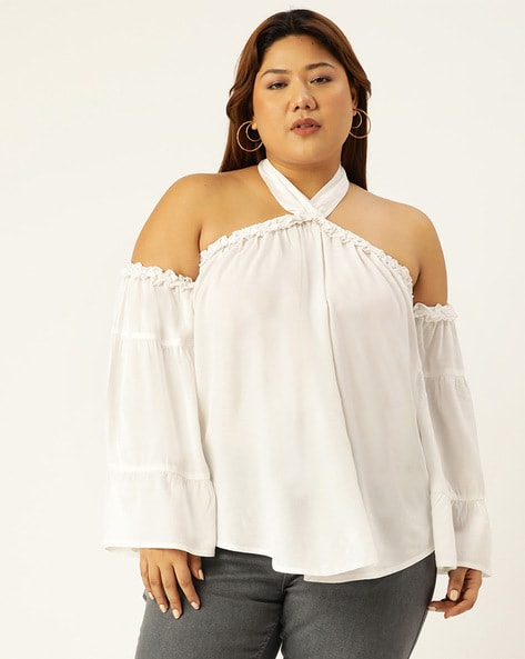 Off shoulder top discount with neck tie